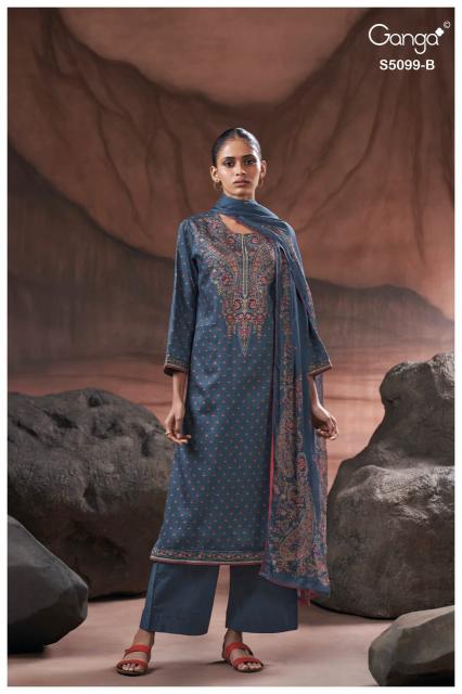 Ganga renaya 5099 printed cotton dress material wholesale